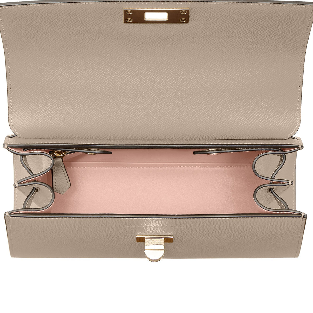 Vittoria Top Handle Bag Nobile Leather (Greige × Baby Pink - Small)