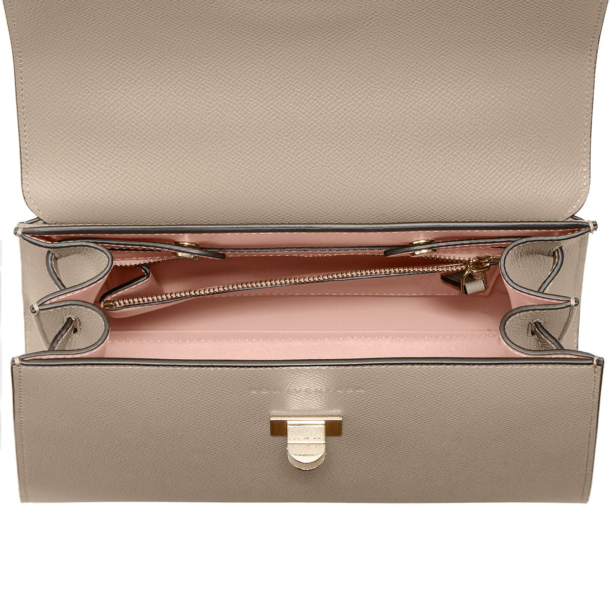 Vittoria Top Handle Bag Nobile Leather (Greige × Baby Pink - Small)