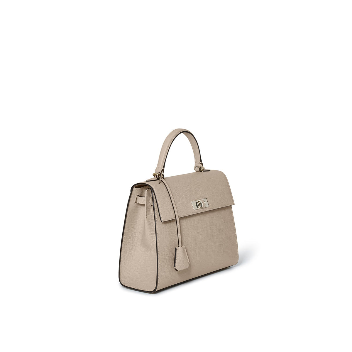 Vittoria Top Handle Bag Nobile Leather (Greige × Baby Pink - Small)