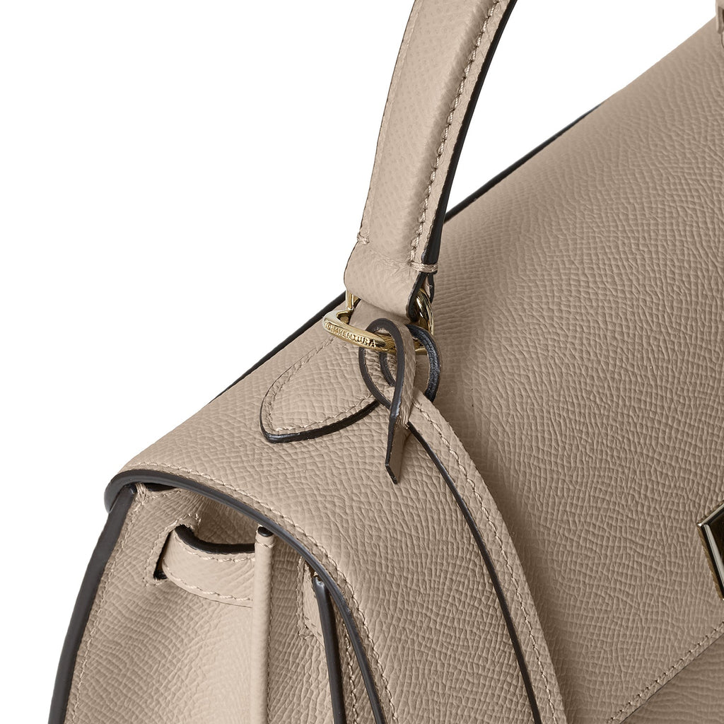 Vittoria Top Handle Bag Nobile Leather (Greige × Baby Pink - Small)