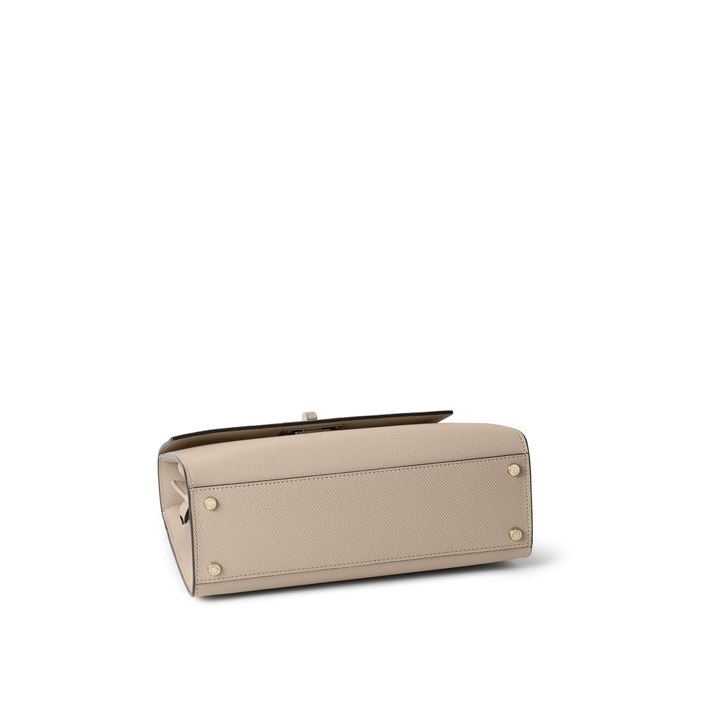 Vittoria Top Handle Bag Nobile Leather (Greige × Baby Pink - Small)
