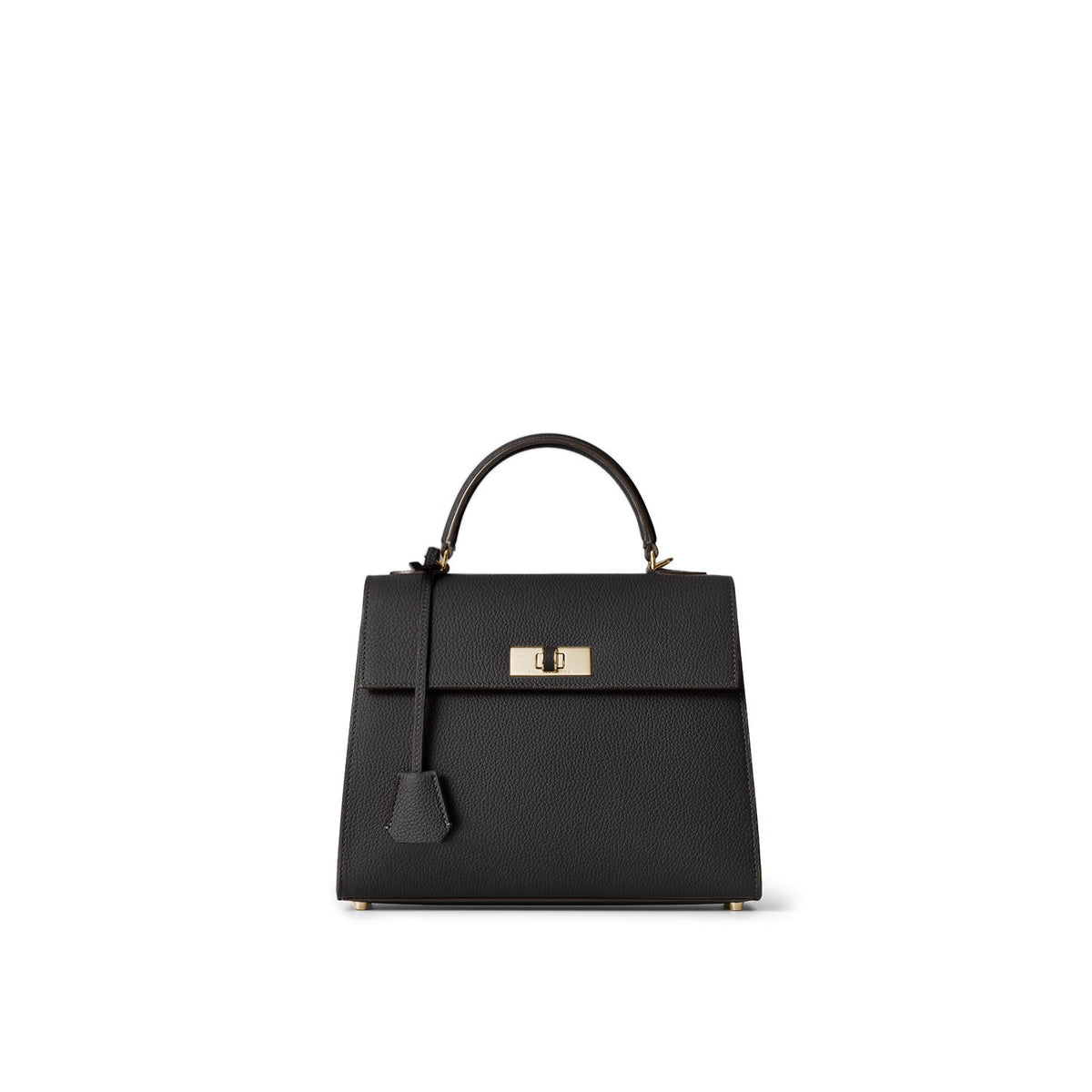 Vittoria Top Handle Bag Shrink Leather (Black × Baby Pink - Small)