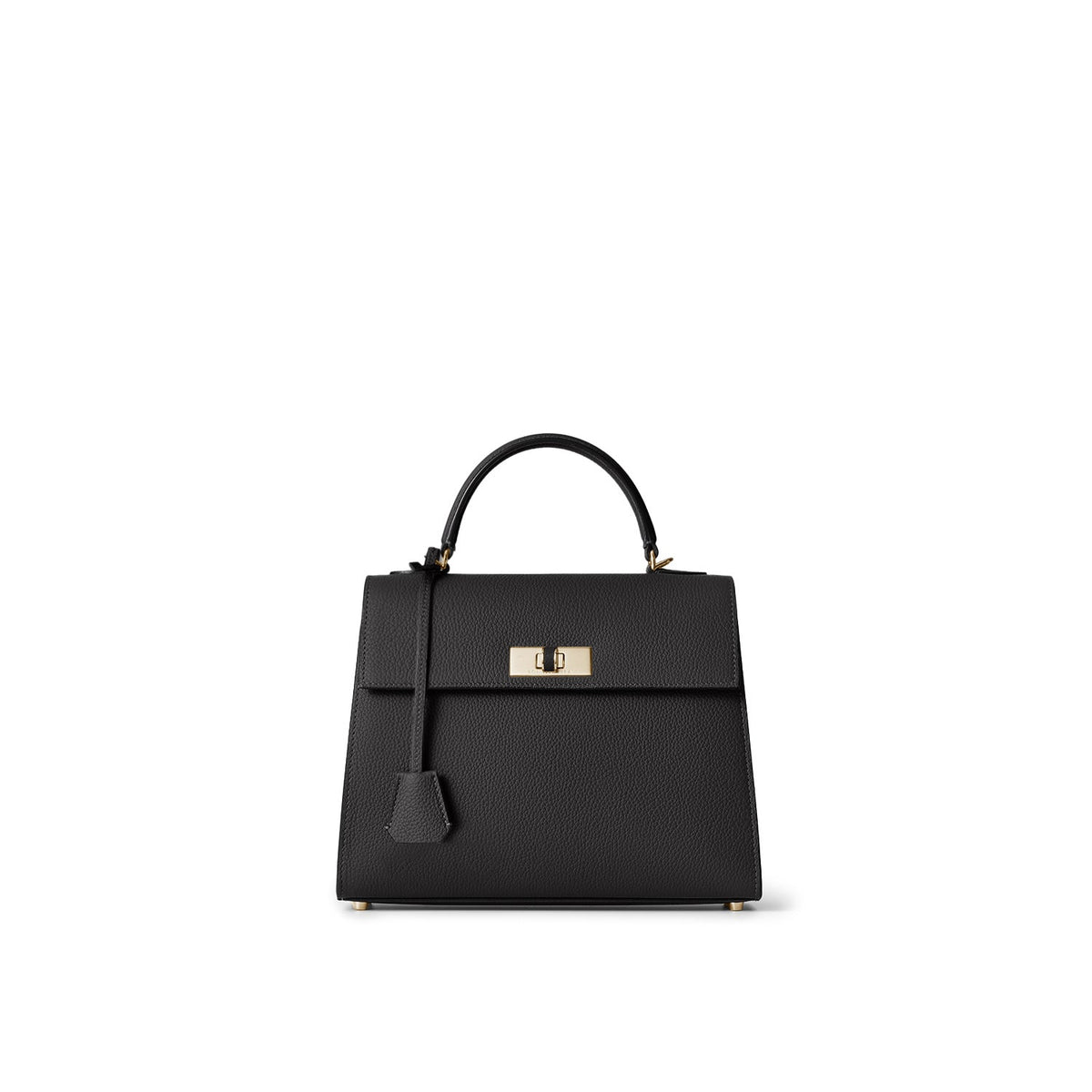Vittoria Top Handle Bag Shrink Leather (Black × Bordeaux - Small)