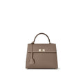 Vittoria Top Handle Bag Shrink Leather (Etoupe × Baby Pink - Small)