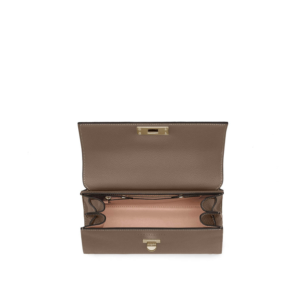 Vittoria Top Handle Bag Shrink Leather (Etoupe × Baby Pink - Small)