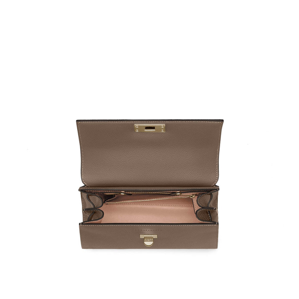 Vittoria Top Handle Bag Shrink Leather (Etoupe × Baby Pink - Small)