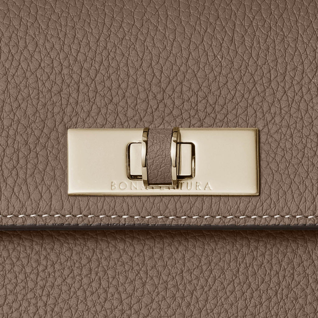 Vittoria Top Handle Bag Shrink Leather (Etoupe × Baby Pink - Small)