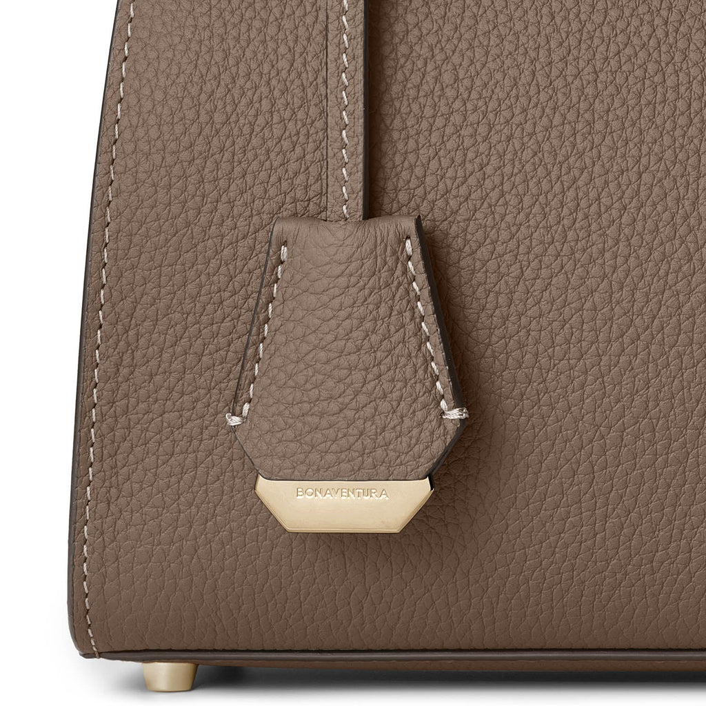 Vittoria Top Handle Bag Shrink Leather (Etoupe × Baby Pink - Small)