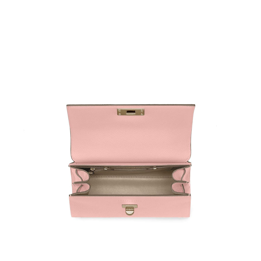 Vittoria Top Handle Bag Shrink Leather (Sakura Pink × Greige (Etoupe edge paint) - Small)