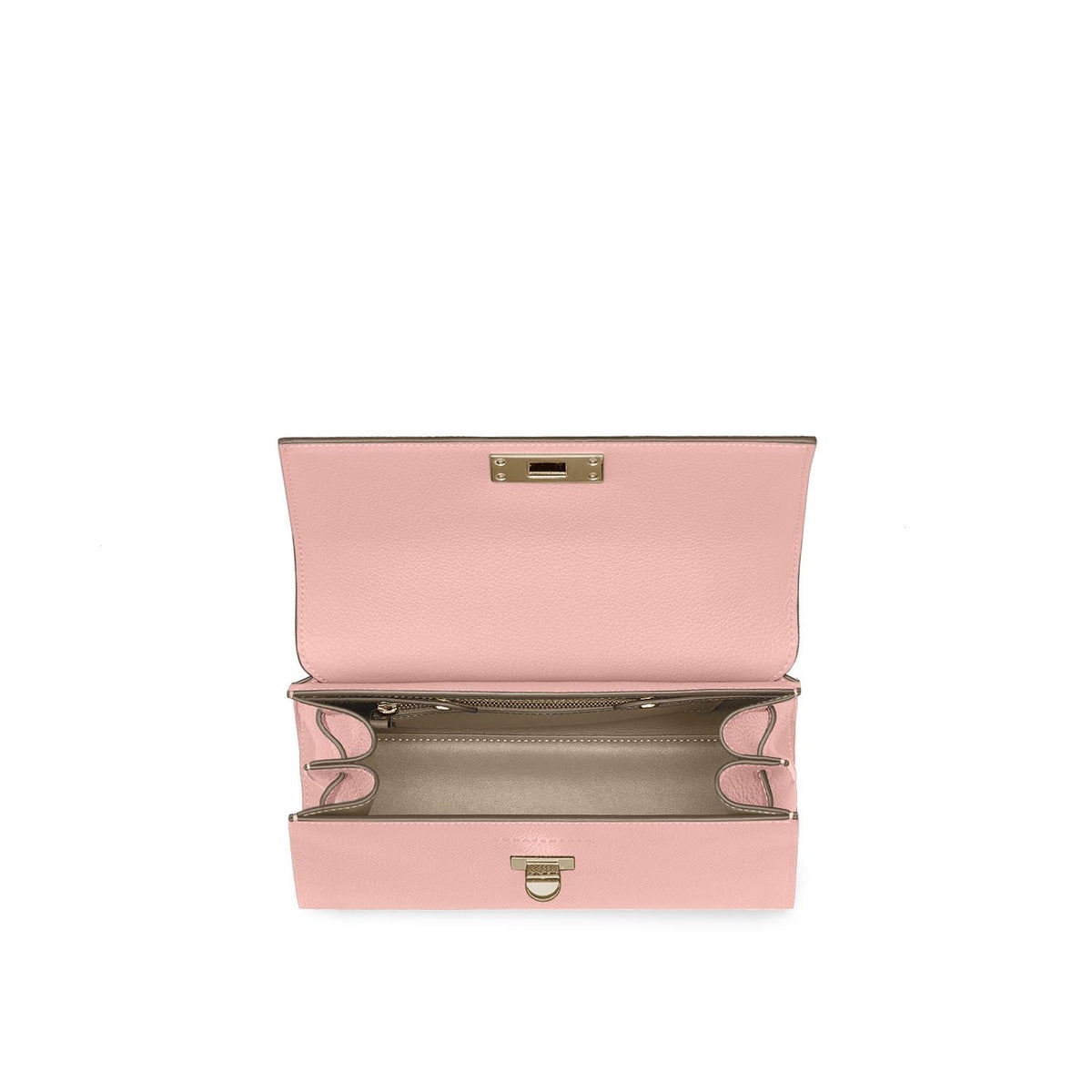 Vittoria Top Handle Bag Shrink Leather (Sakura Pink × Greige (Etoupe edge paint) - Small)