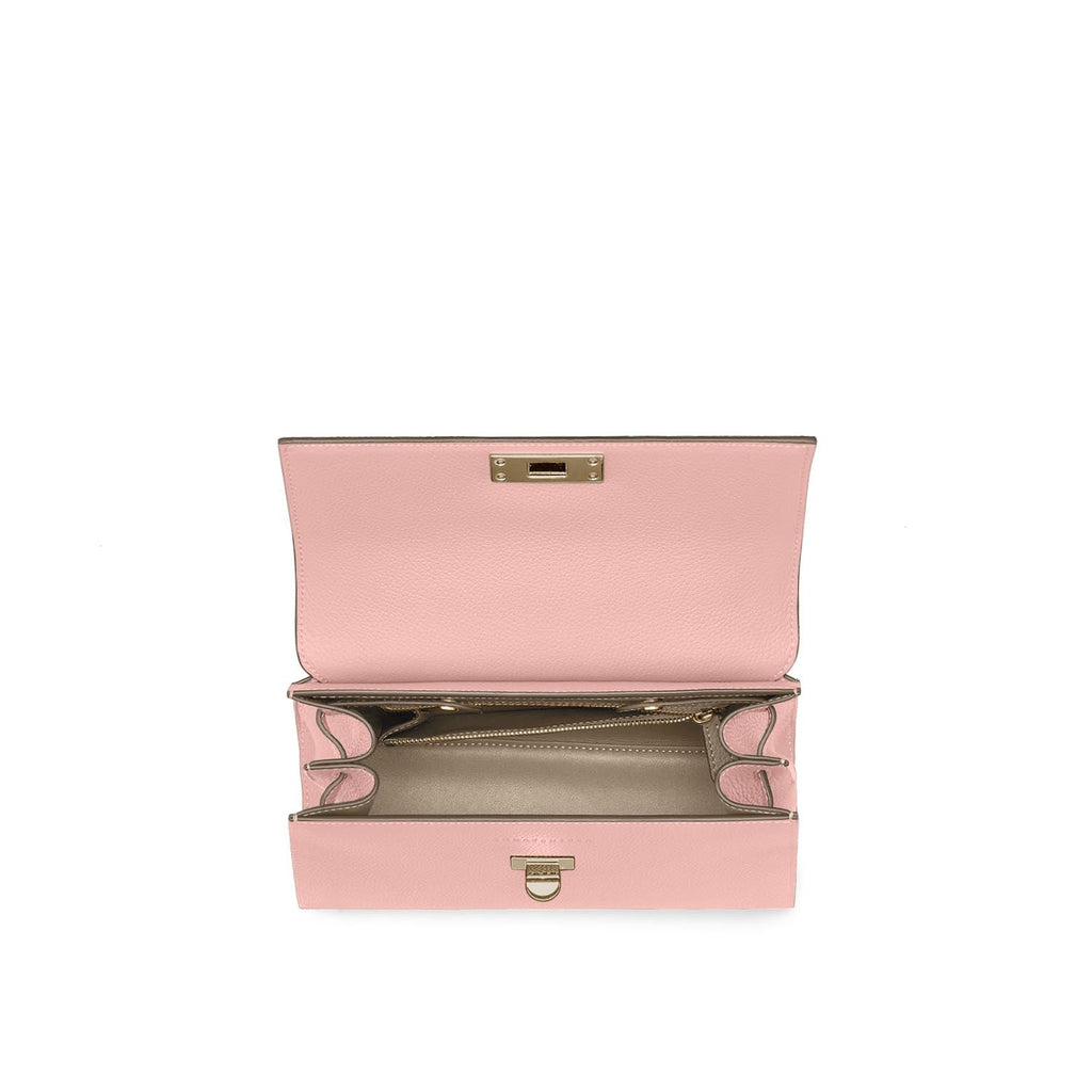 Vittoria Top Handle Bag Shrink Leather (Sakura Pink × Greige (Etoupe edge paint) - Small)