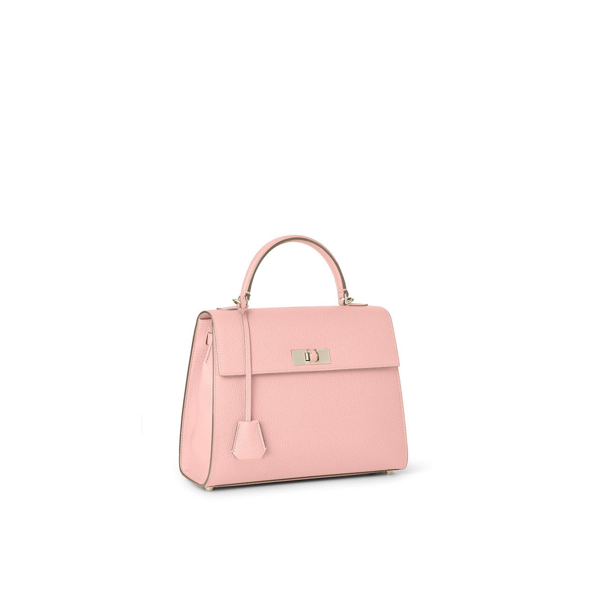 Vittoria Top Handle Bag Shrink Leather (Sakura Pink × Greige (Etoupe edge paint) - Small)
