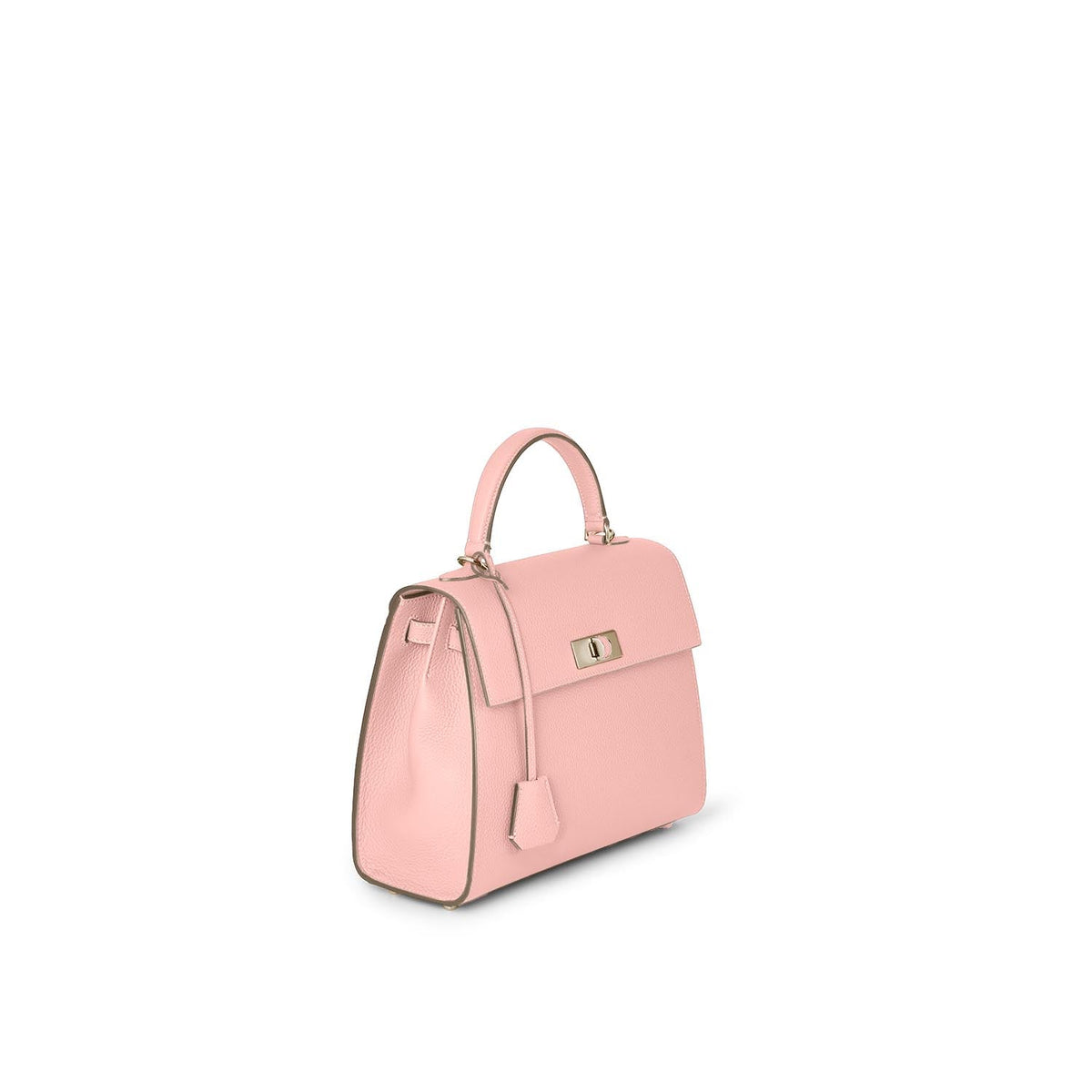 Vittoria Top Handle Bag Shrink Leather (Sakura Pink × Greige (Etoupe edge paint) - Small)