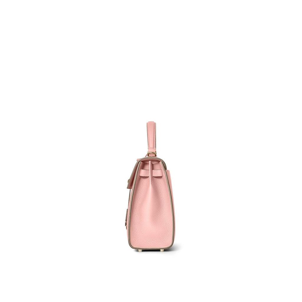 Vittoria Top Handle Bag Shrink Leather (Sakura Pink × Greige (Etoupe edge paint) - Small)