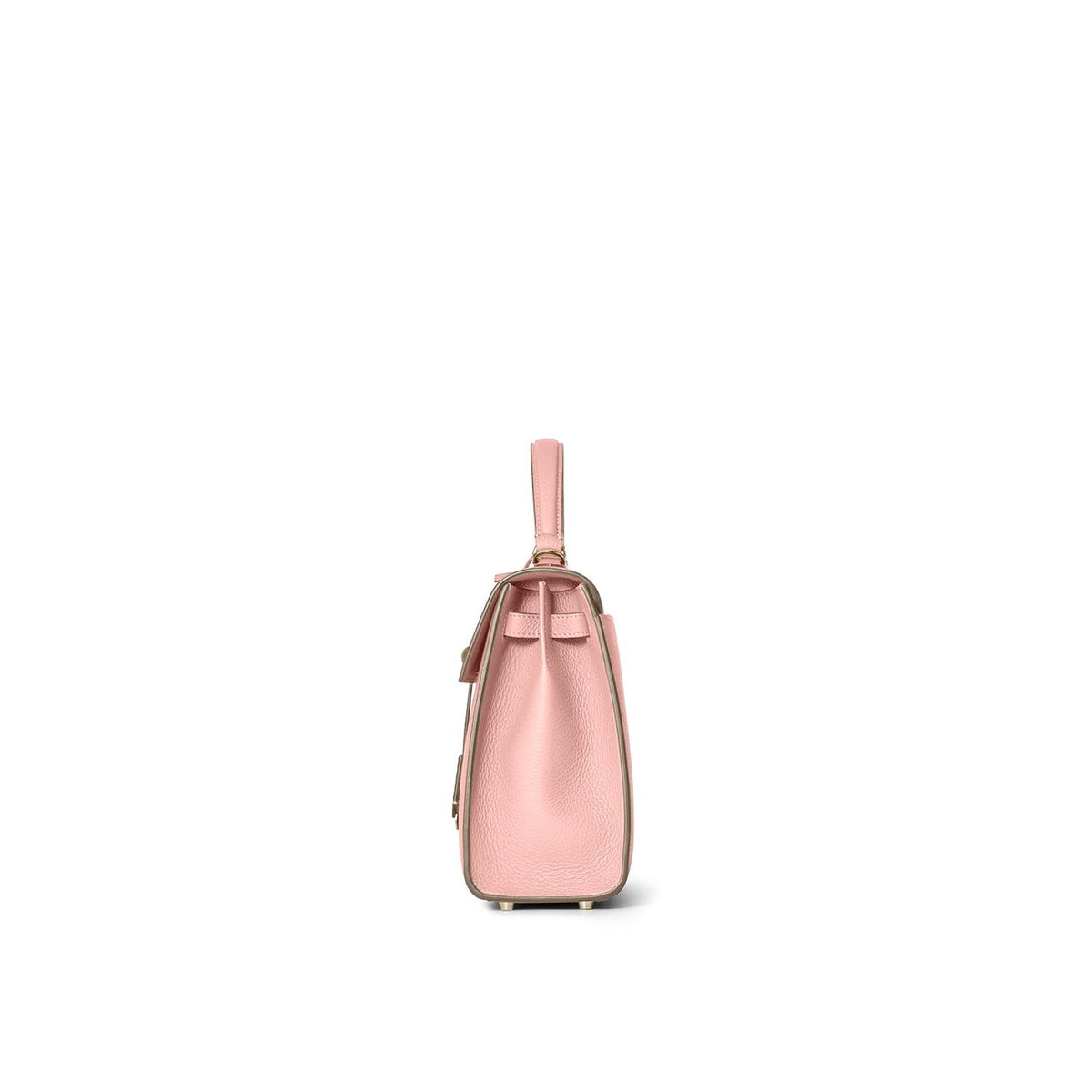 Vittoria Top Handle Bag Shrink Leather (Sakura Pink × Greige (Etoupe edge paint) - Small)