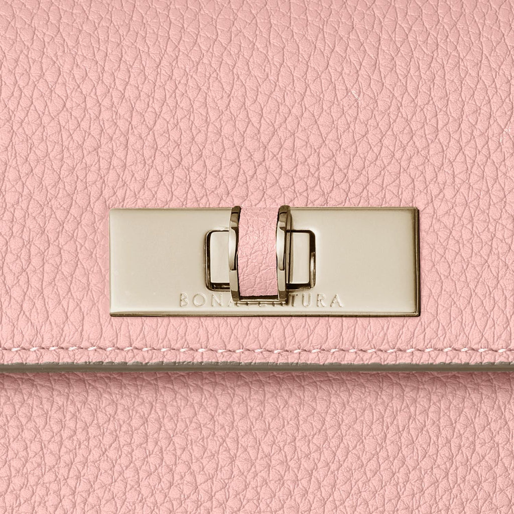 Vittoria Top Handle Bag Shrink Leather (Sakura Pink × Greige (Etoupe edge paint) - Small)