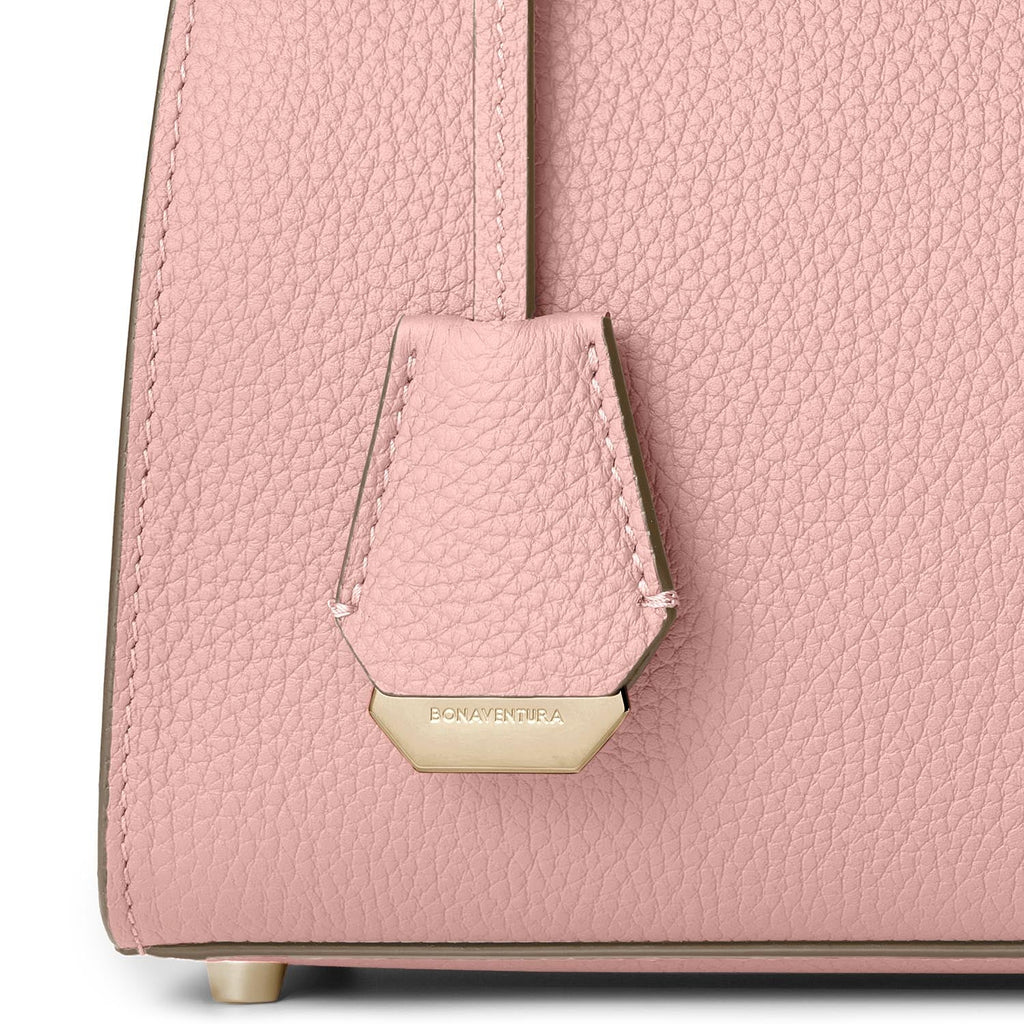 Vittoria Top Handle Bag Shrink Leather (Sakura Pink × Greige (Etoupe edge paint) - Small)