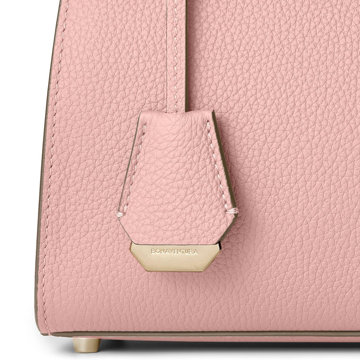 Vittoria Top Handle Bag Shrink Leather (Sakura Pink × Greige (Etoupe edge paint) - Small)