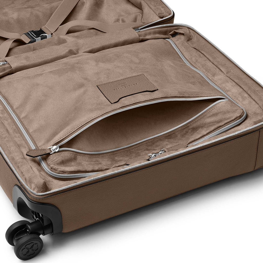 Leather Suitcase Cabin Shrink Leather (Etoupe)