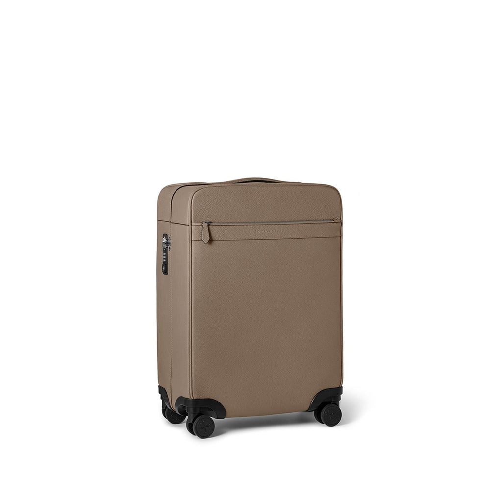 Leather Suitcase Cabin Shrink Leather (Etoupe)