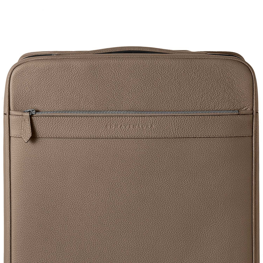 Leather Suitcase Cabin Shrink Leather (Etoupe)
