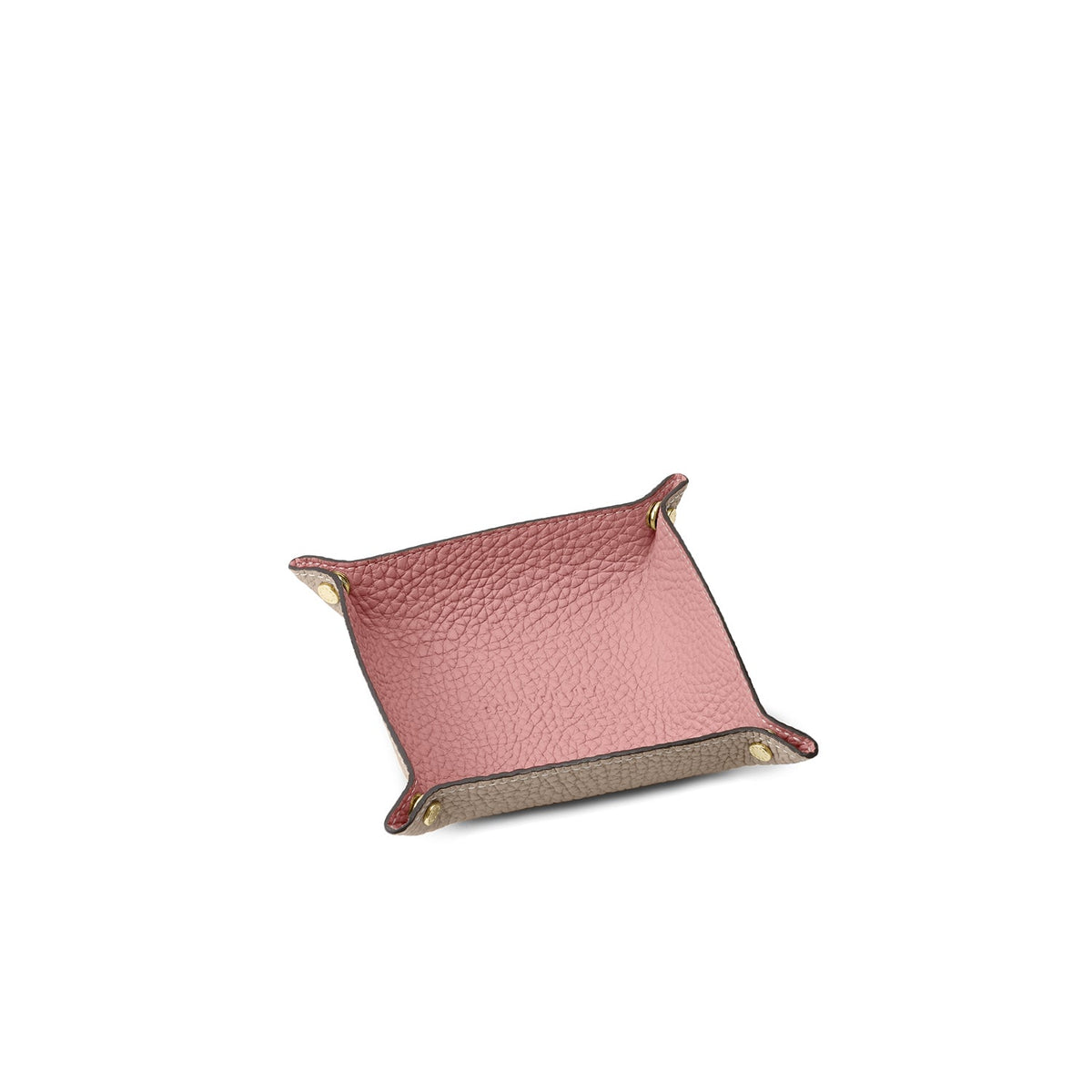 Valet Tray Shrink Leather (Greige × Coral Pink - Small)