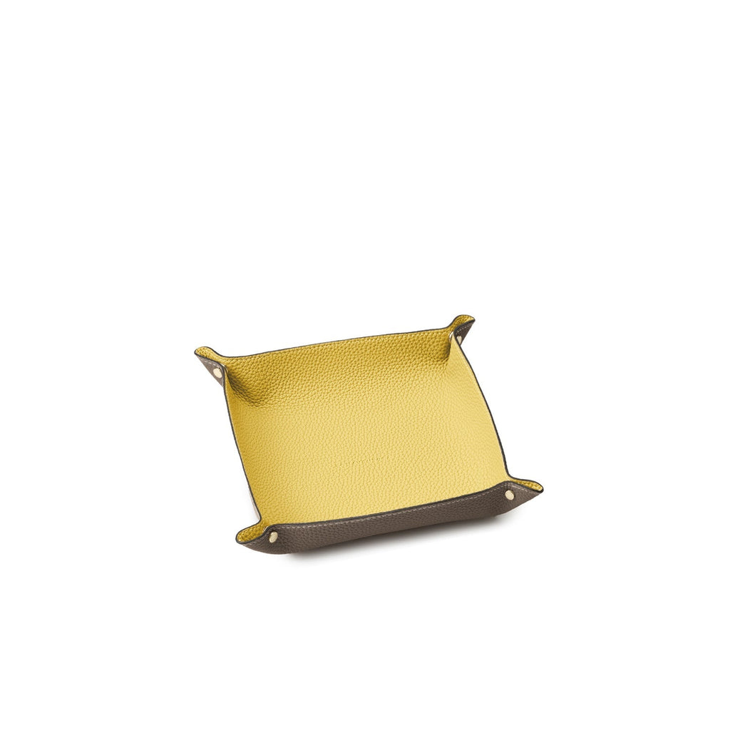 Valet Tray Shrink Leather (Etoupe × Yellow - Medium)