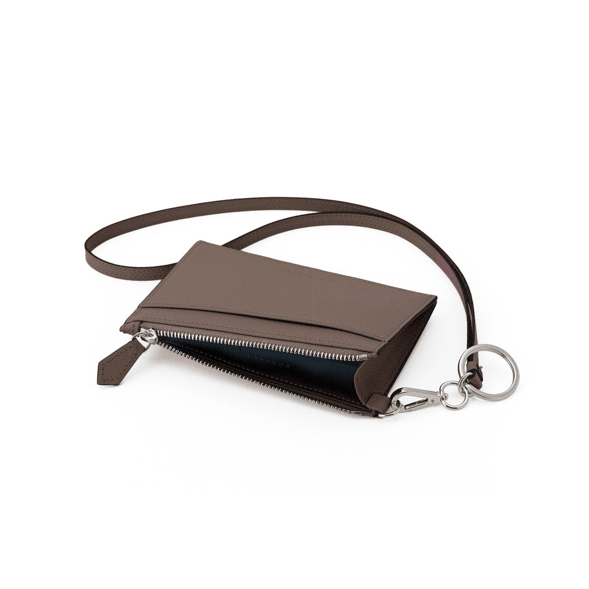 Zip Card Holder with Strap Nobile Leather (Etoupe)