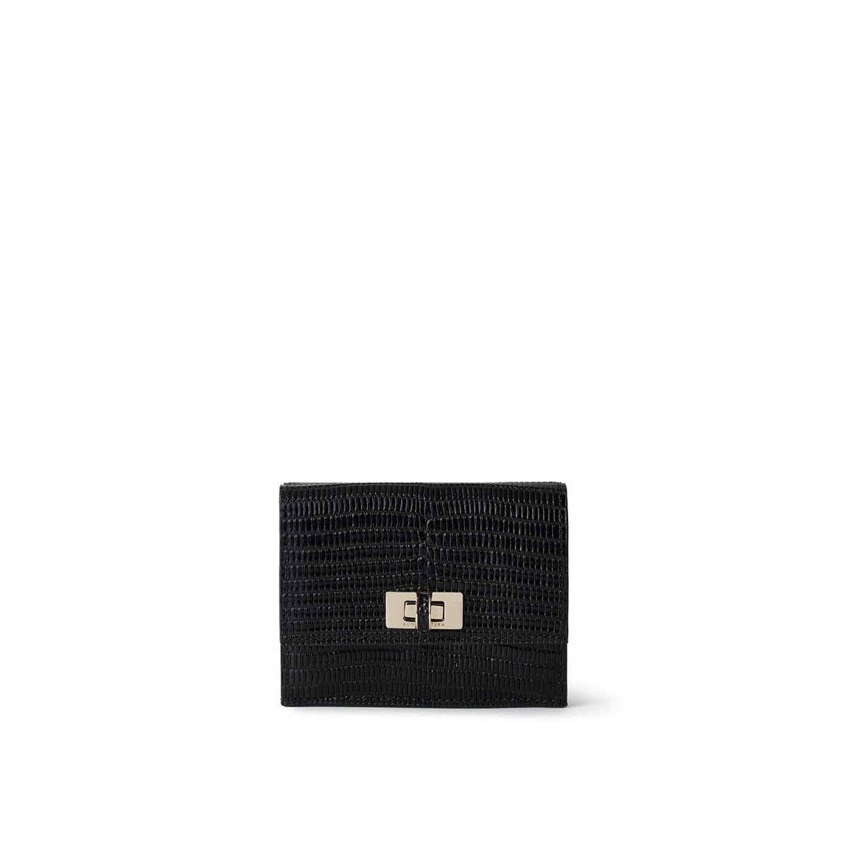 Vittoria Small Wallet Embossed Lizard Leather (Black)