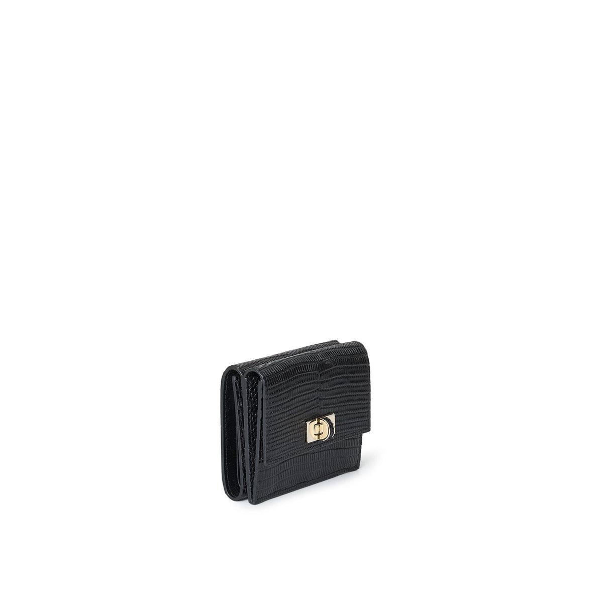 Vittoria Small Wallet Embossed Lizard Leather (Black)