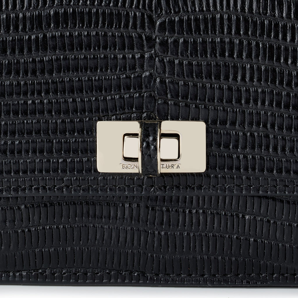 Vittoria Small Wallet Embossed Lizard Leather (Black)