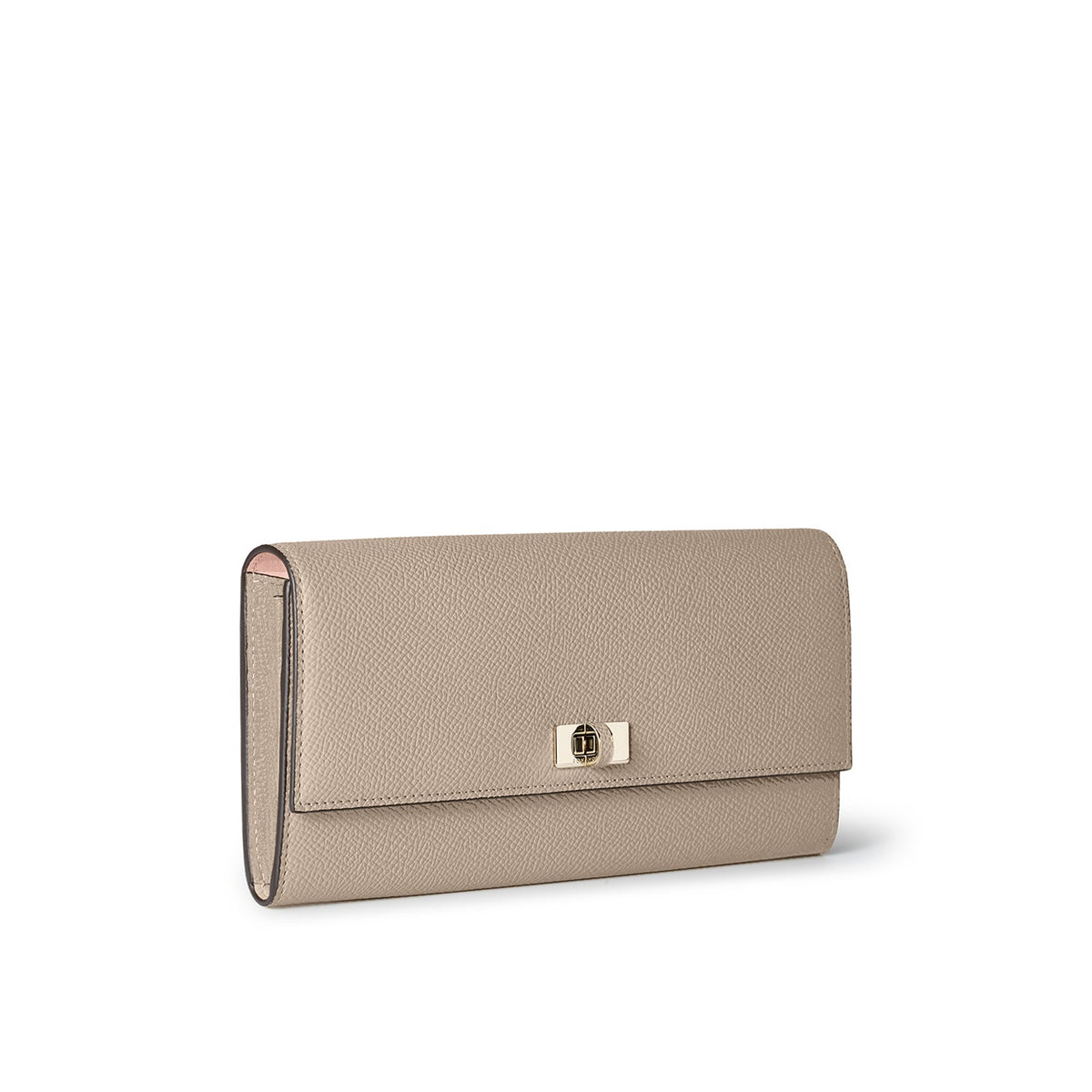 Vittoria Long Wallet Nobile Leather (Greige × Baby Pink)