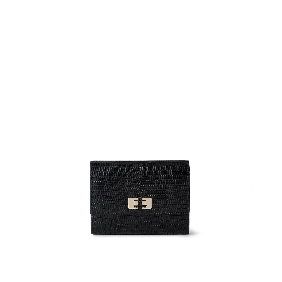Vittoria Compact Wallet Embossed Lizard Leather (Black)