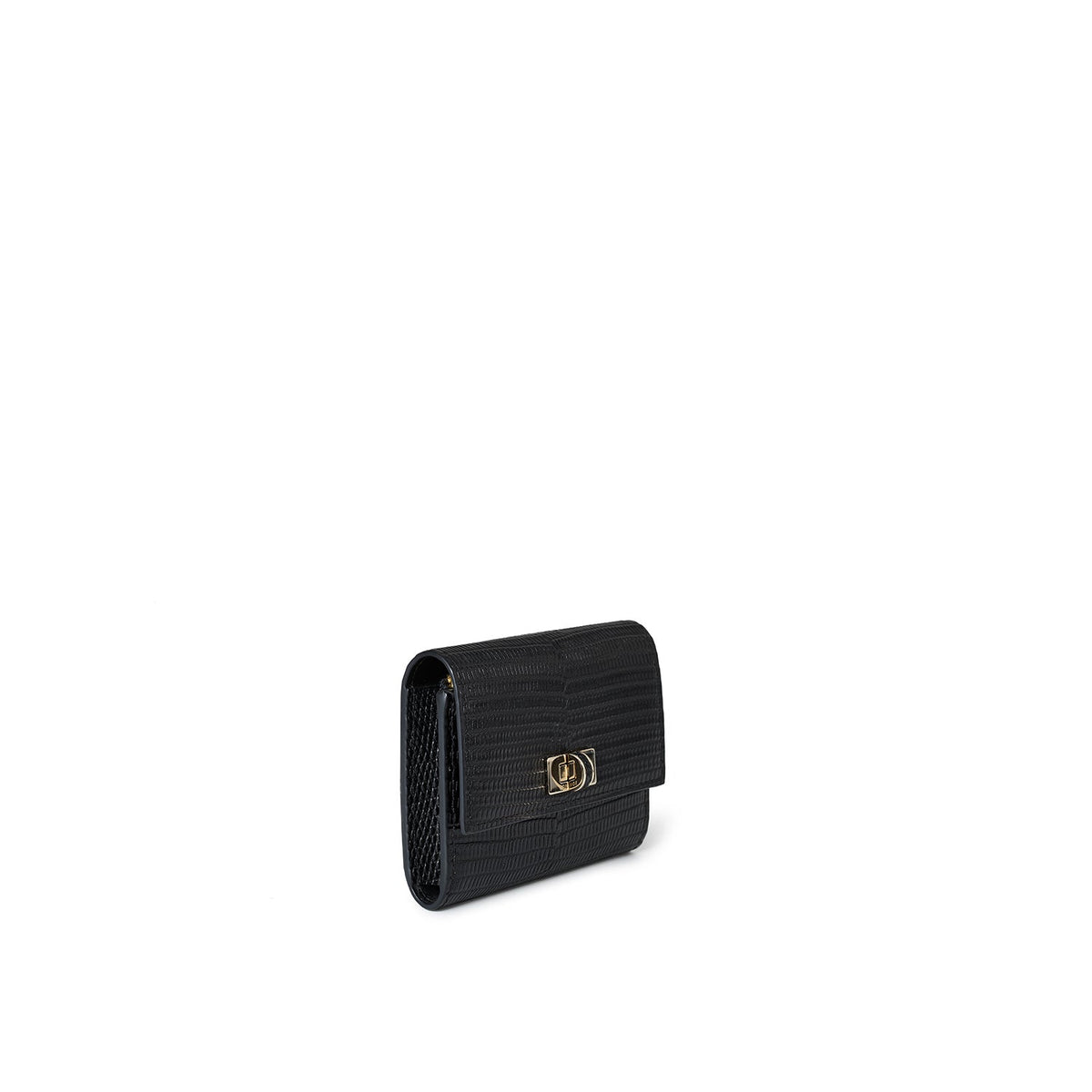 Vittoria Compact Wallet Embossed Lizard Leather (Black)