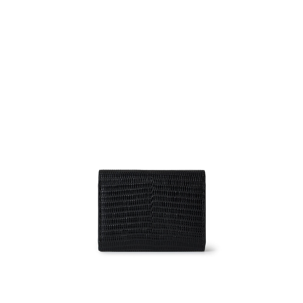 Vittoria Compact Wallet Embossed Lizard Leather (Black)