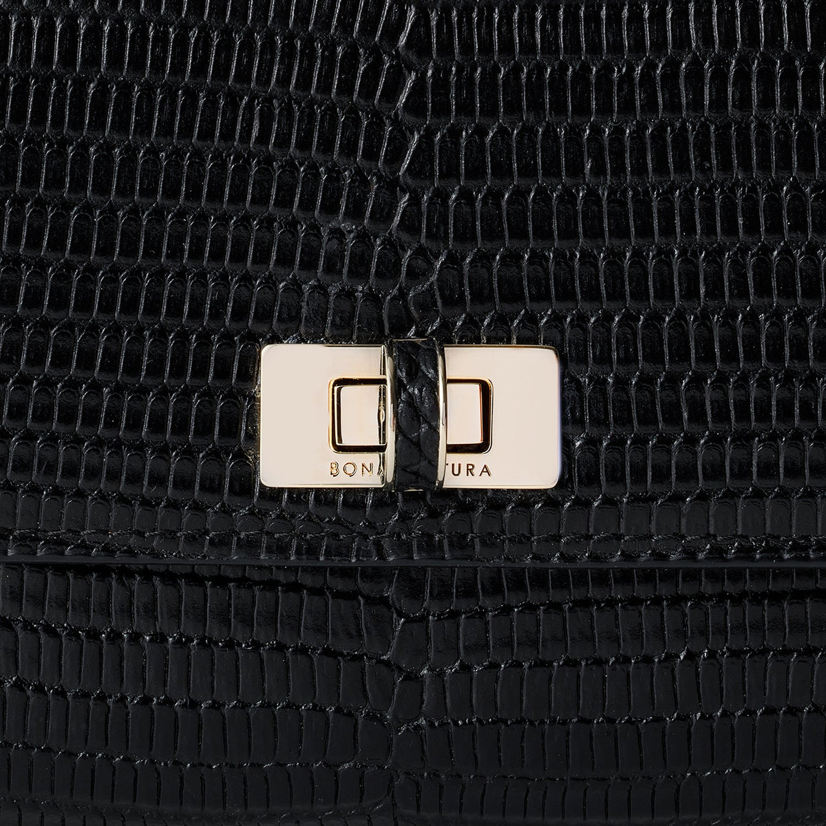 Vittoria Compact Wallet Embossed Lizard Leather (Black)