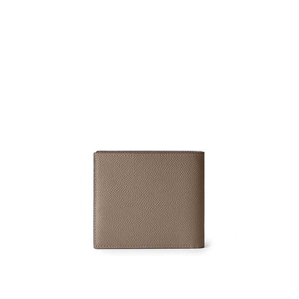 Bi-color Bi-fold Wallet Nobile Leather (Etoupe × Bordeaux)