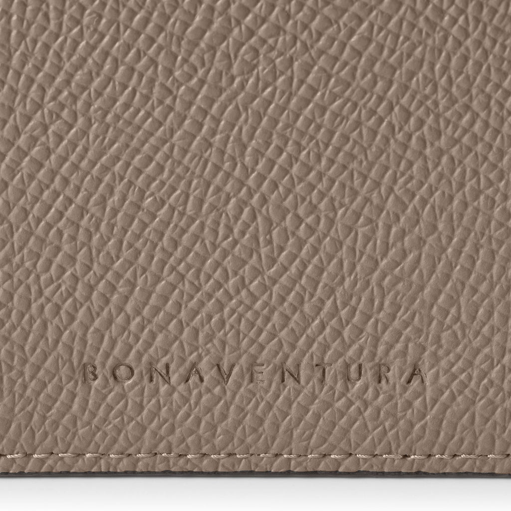 Bi-color Bi-fold Wallet Nobile Leather (Etoupe × Bordeaux)