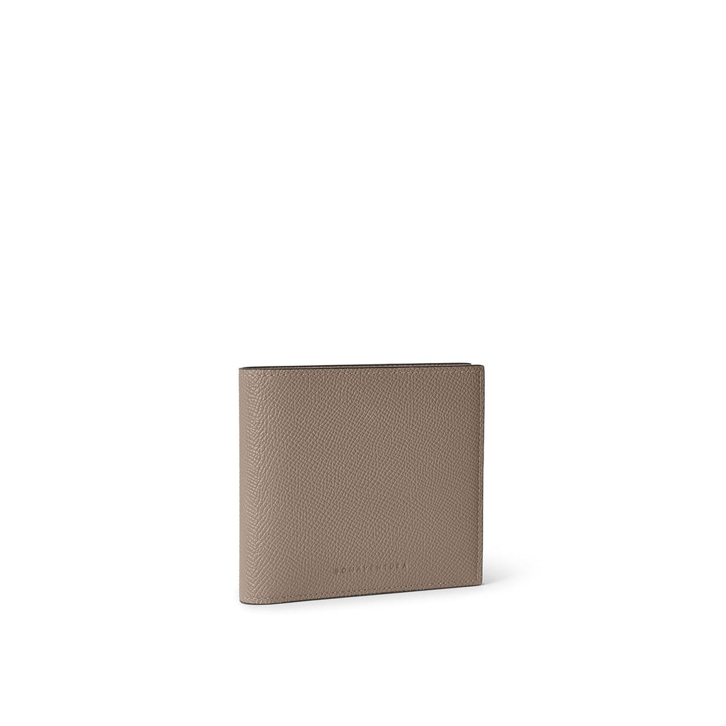 Bi-color Bi-fold Wallet Nobile Leather (Etoupe × Bordeaux)