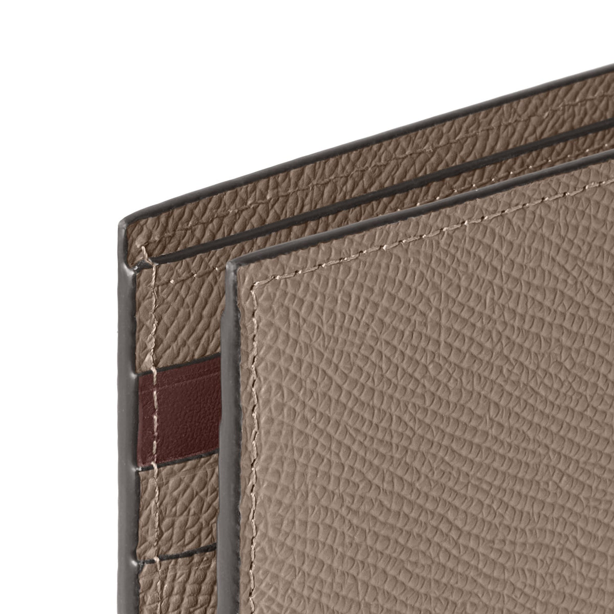 Bi-color Bi-fold Wallet Nobile Leather (Etoupe × Bordeaux)