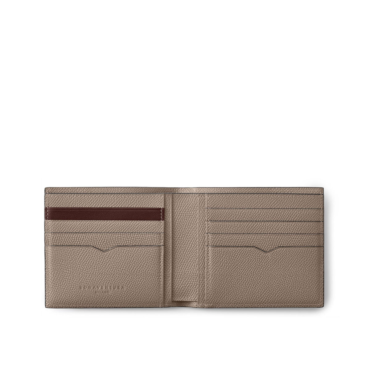 Bi-color Bi-fold Wallet Nobile Leather (Etoupe × Bordeaux)
