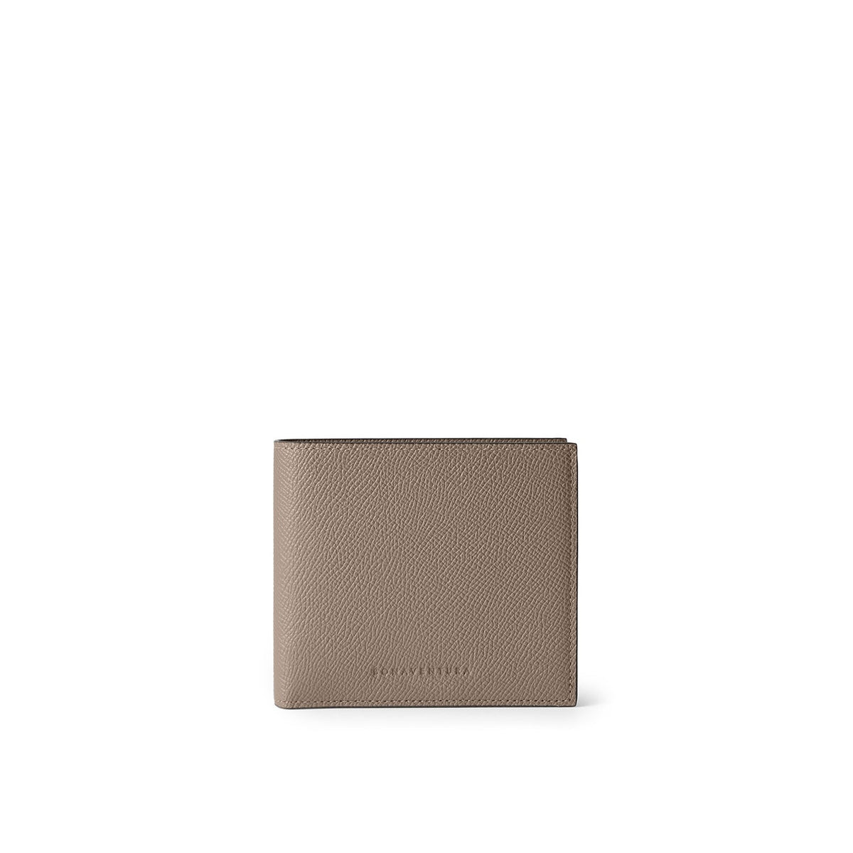 Bi-color Bi-fold Wallet with Coin Pocket Nobile Leather (Etoupe × Bordeaux)