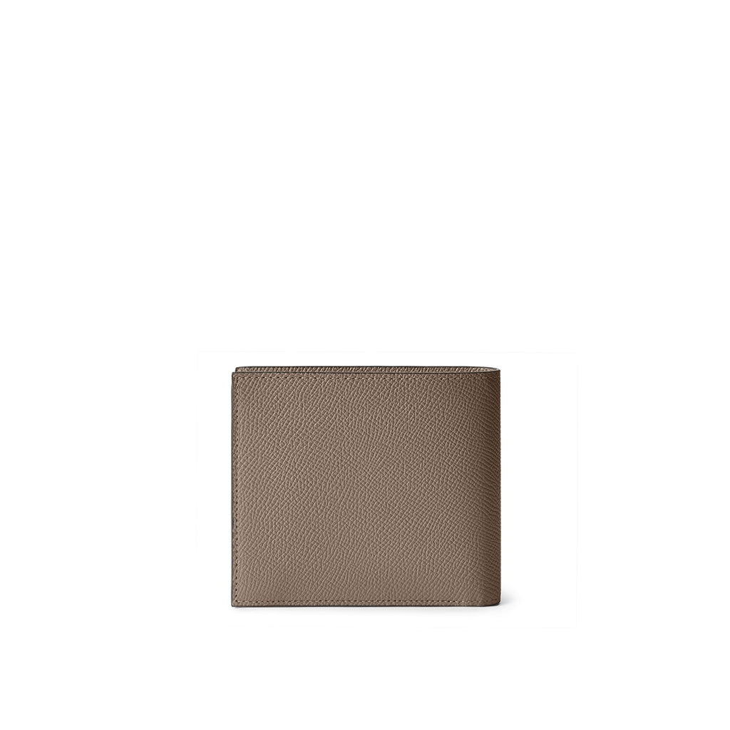 Bi-color Bi-fold Wallet with Coin Pocket Nobile Leather (Etoupe × Bordeaux)