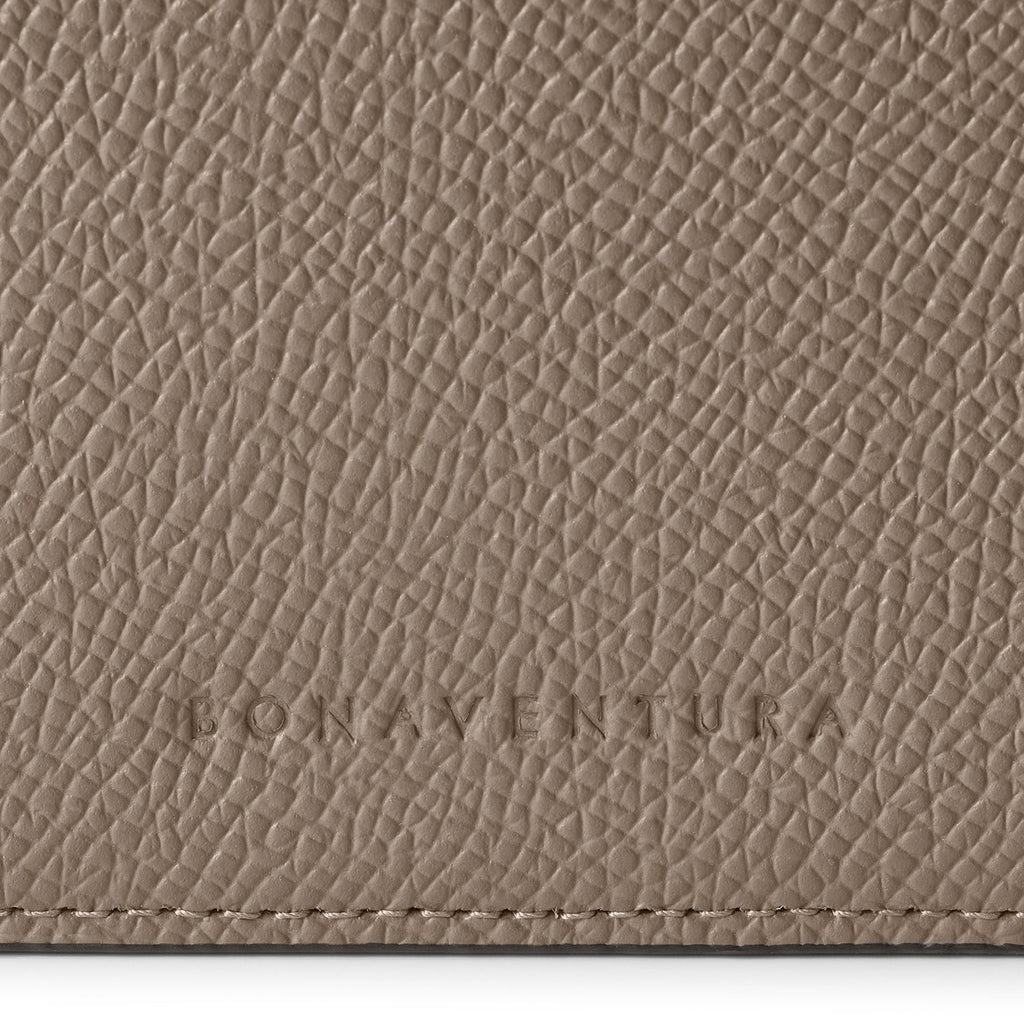 Bi-color Bi-fold Wallet with Coin Pocket Nobile Leather (Etoupe × Bordeaux)