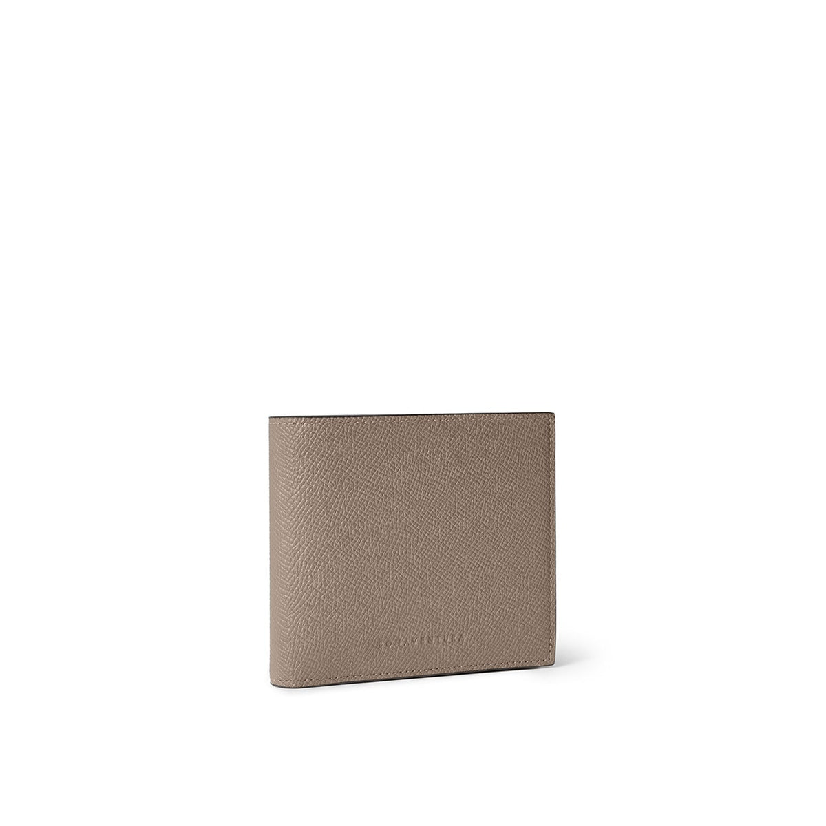 Bi-color Bi-fold Wallet with Coin Pocket Nobile Leather (Etoupe × Bordeaux)