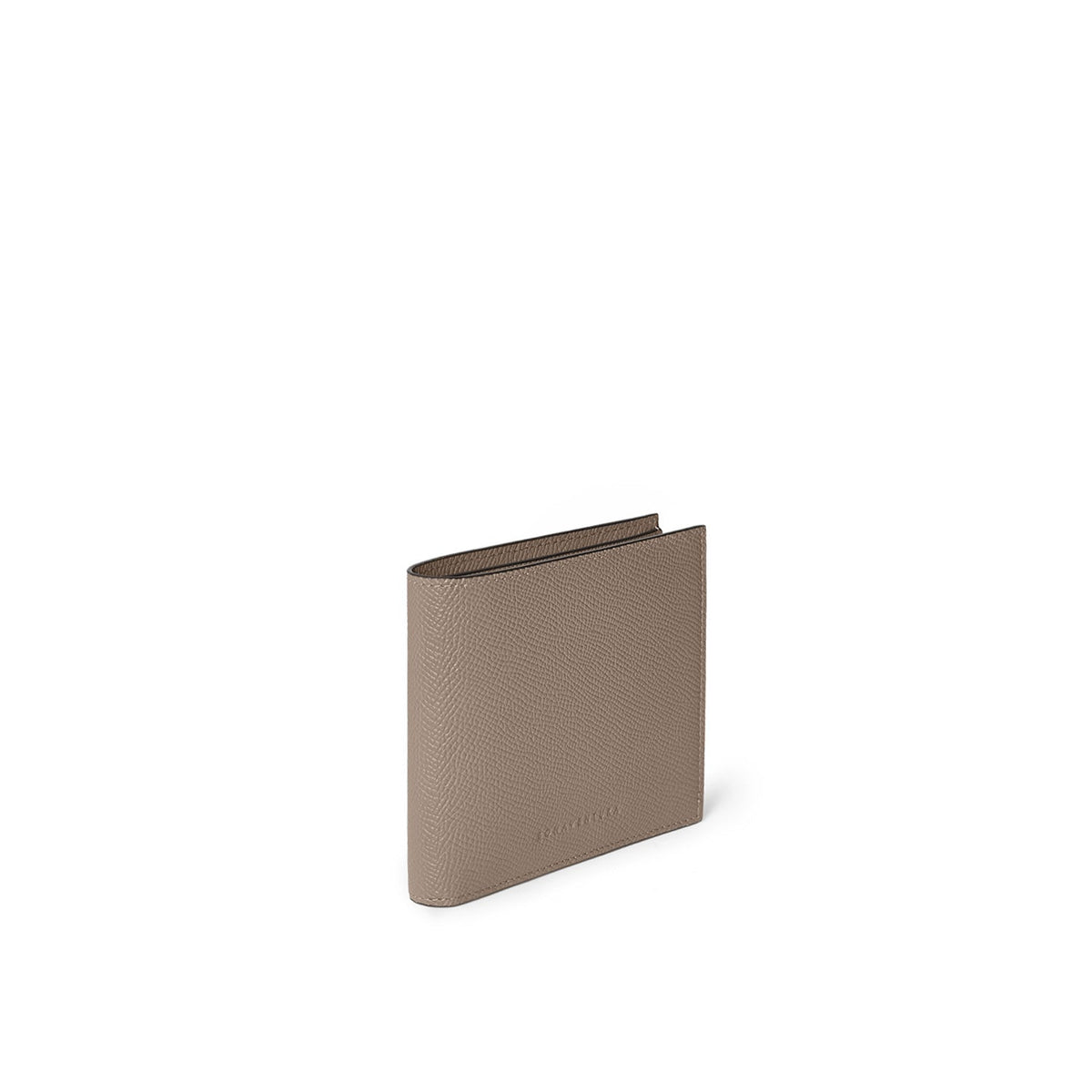 Bi-color Bi-fold Wallet with Coin Pocket Nobile Leather (Etoupe × Bordeaux)