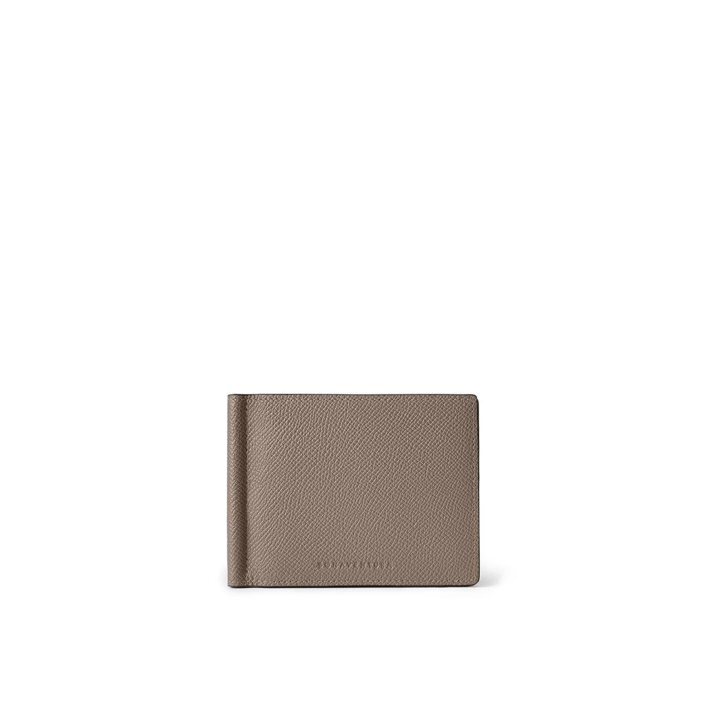 Bi-color Bi-fold Bill Clip with Coin Pocket Nobile Leather (Etoupe × Bordeaux)