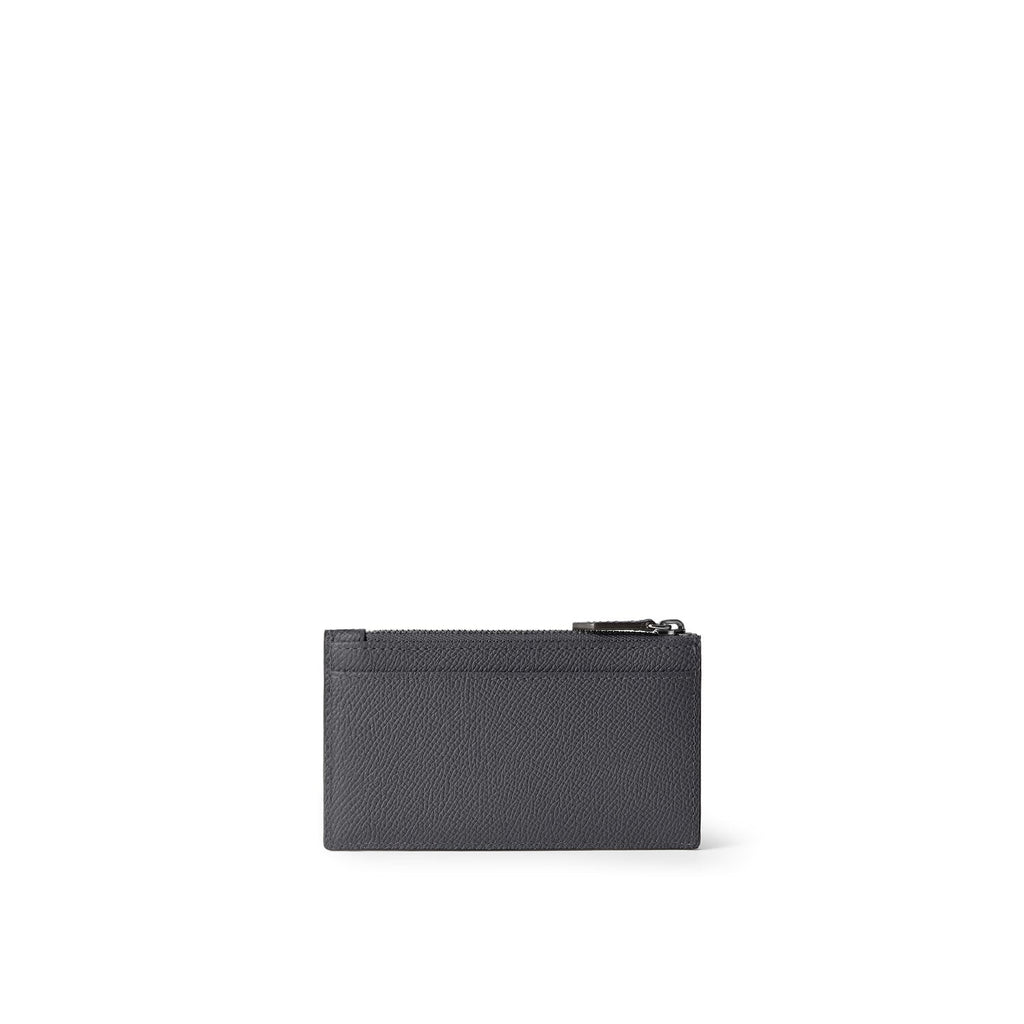 Bi-color Mini Zip Wallet Nobile Leather (Charcoal Gray × Jeans Blue)