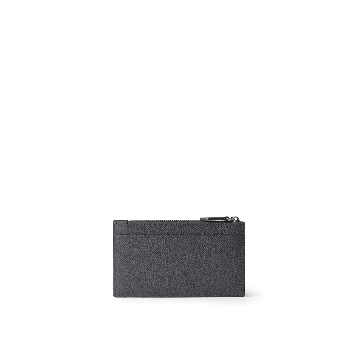 Bi-color Mini Zip Wallet Nobile Leather (Charcoal Gray × Jeans Blue)
