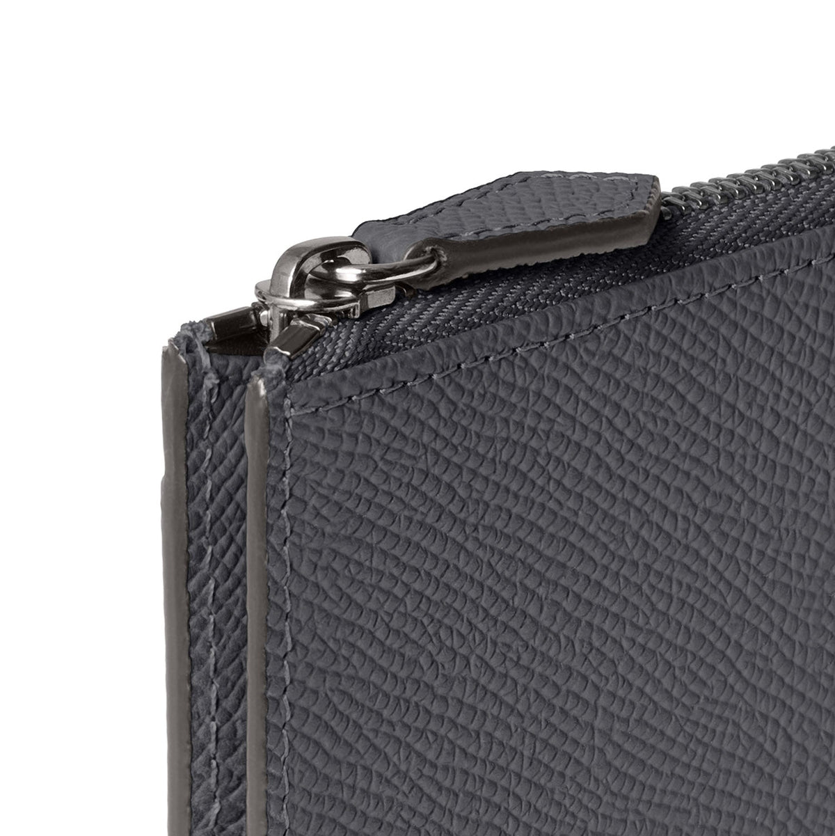 Bi-color Mini Zip Wallet Nobile Leather (Charcoal Gray × Jeans Blue)